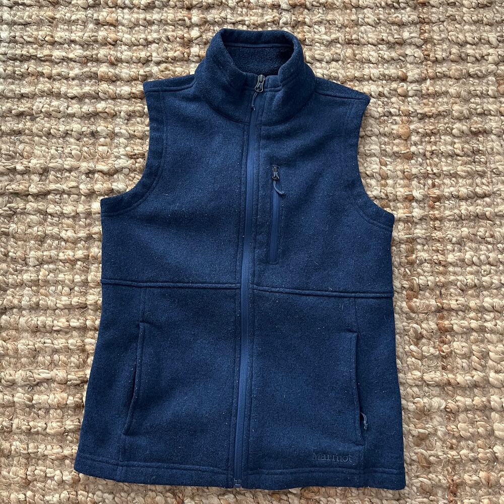 Marmot Mountain Works Women's XS Heather Navy Knit Fleece Vest Full Zip Gorpcore